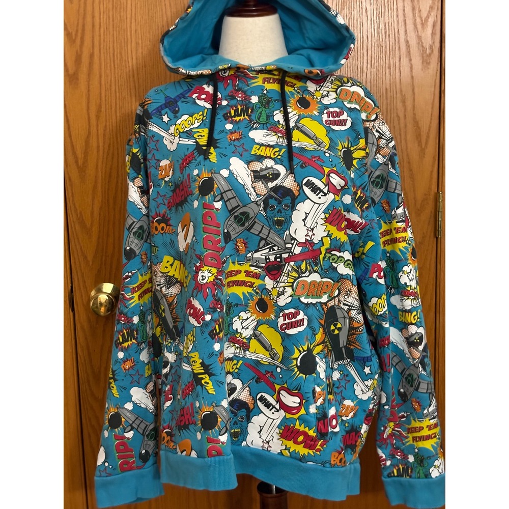 Top Gun unisex 3XL Blue Comic Pop Art Graphic Hoodie Pullover TG00960066